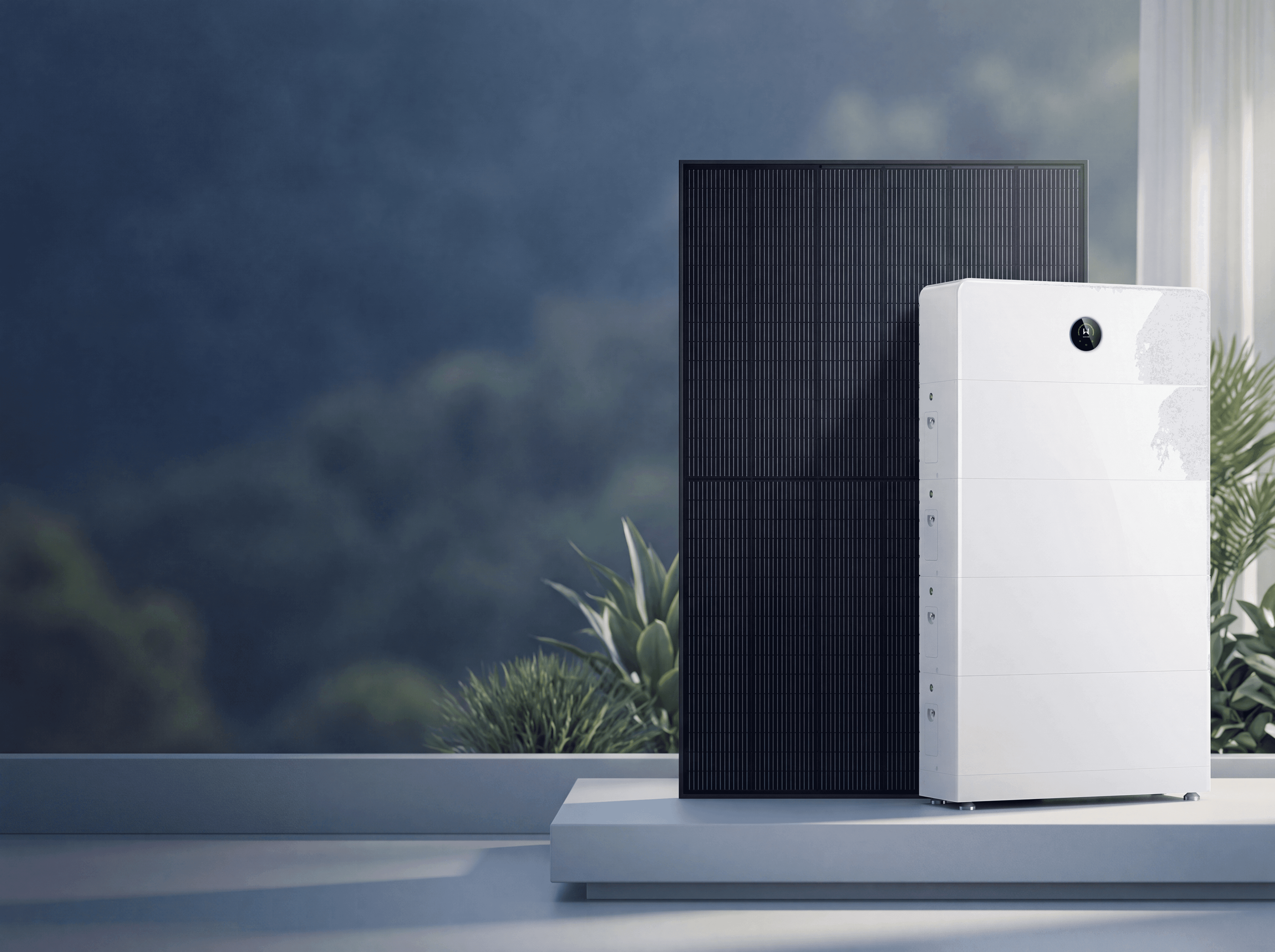 Zonnepanelen op een woning, met thuisbatterij voor eigen opslag