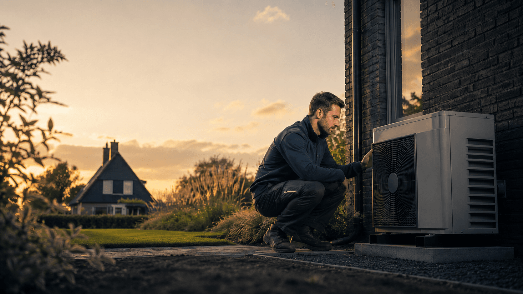 Monteur die onderhoud uitvoert aan een installatie in huis